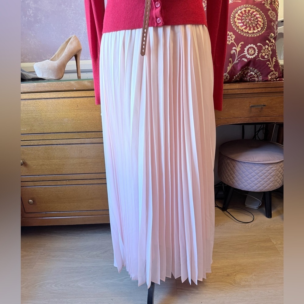 Elegant Pleated Maxi Skirt in Light Pink